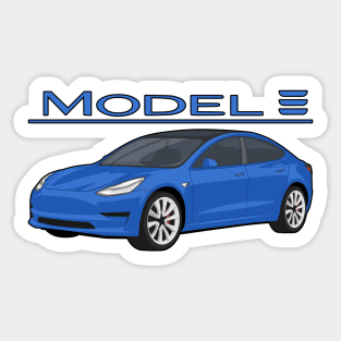 Model 3 Car electric vehicle blue Sticker